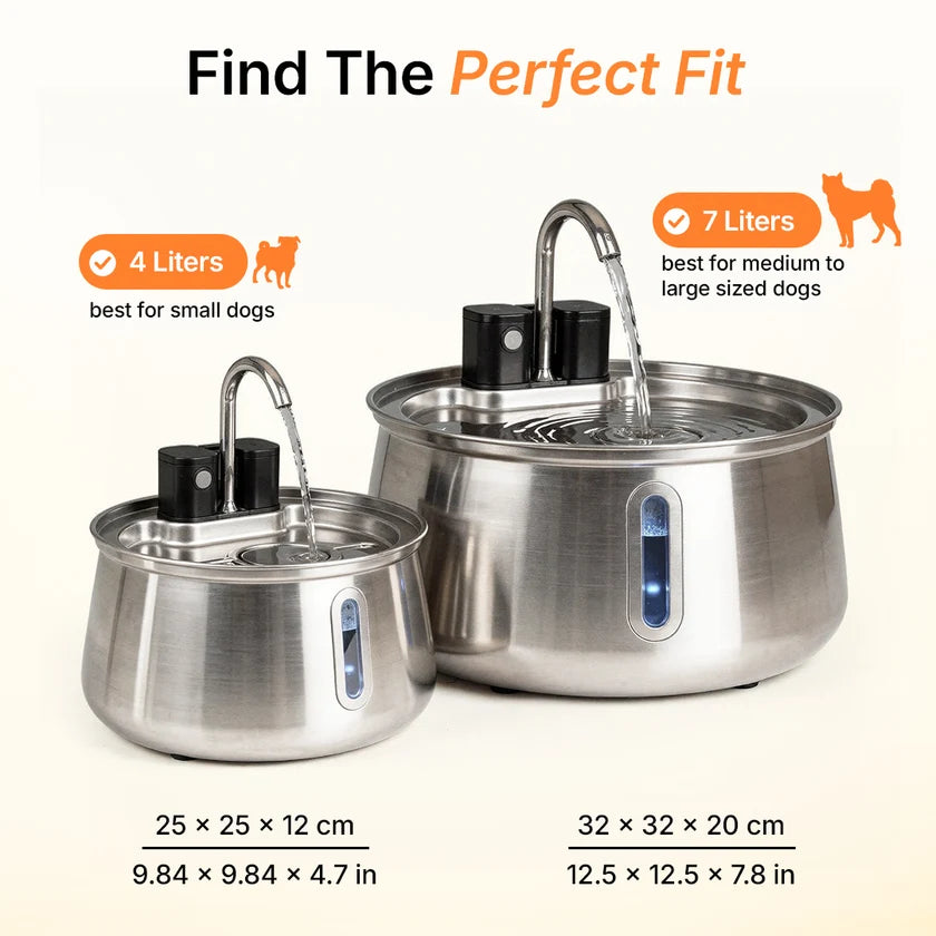 Motion-Sensor Stainless Steel Pet Fountain