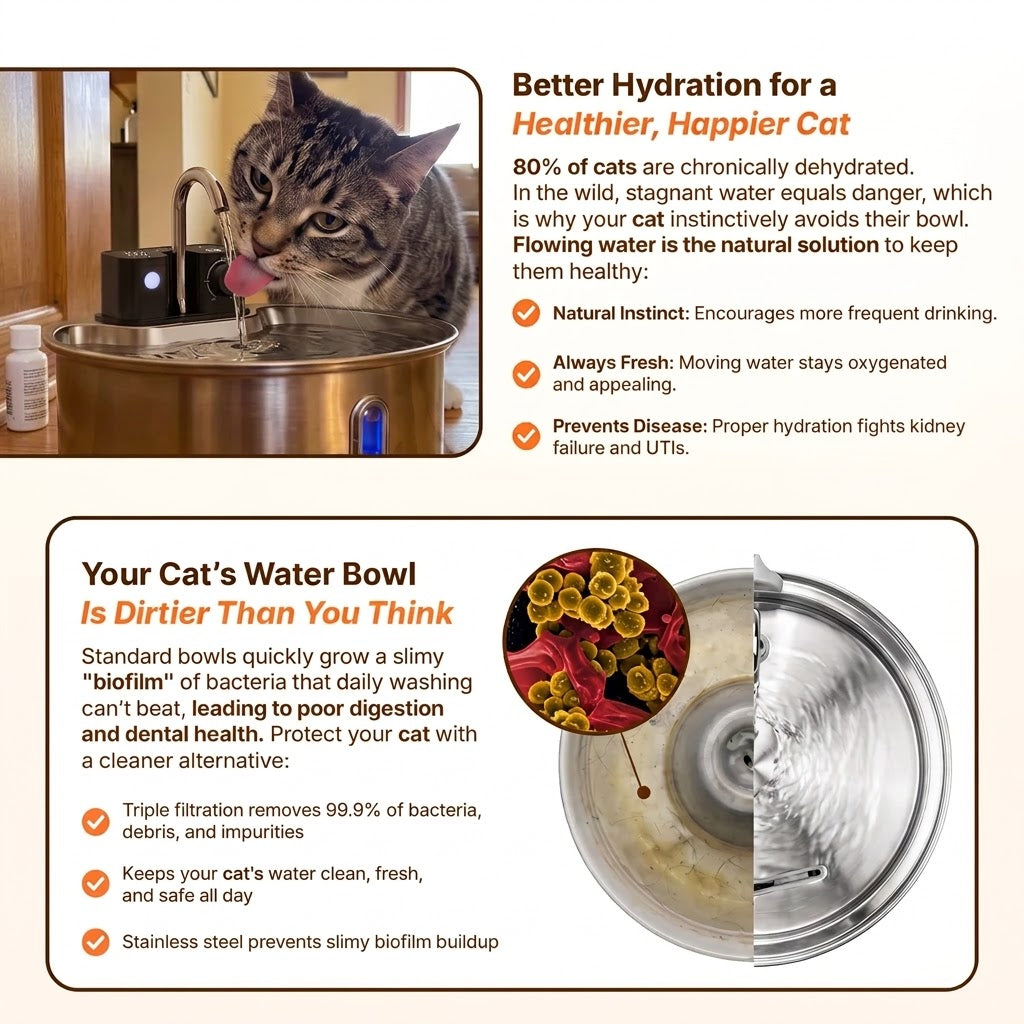Motion-Sensor Stainless Steel Pet Fountain